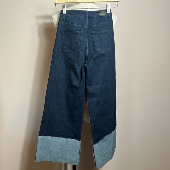 Black Label C'est Toi High Rise Folded Wide Leg Jeans Waist 26/1 - Picture 10 of 16